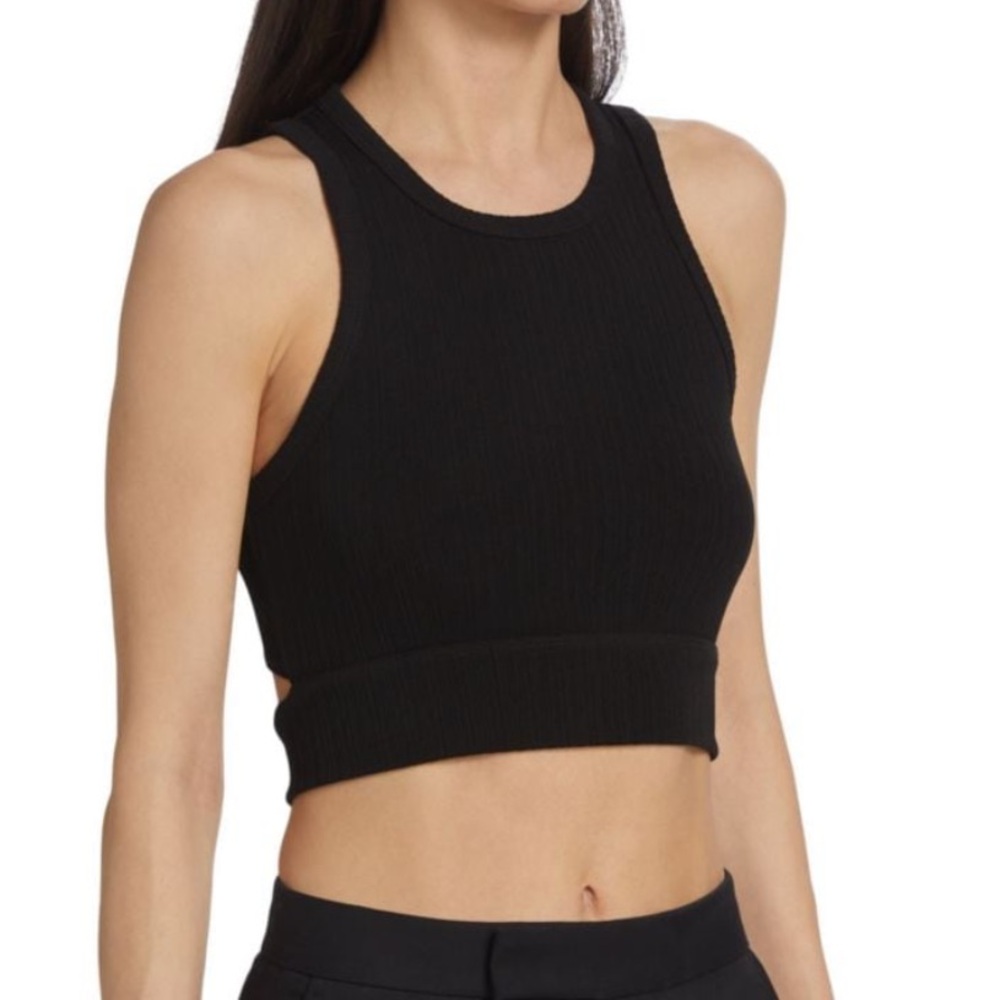 Helmut Lang ribbed cut out back blouse